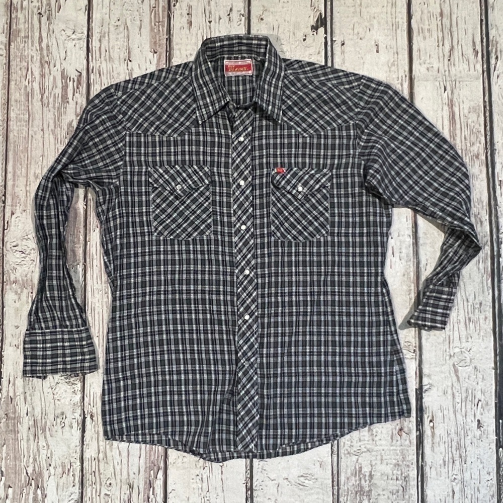 Vintage Ely Plains Rancher Rockabilly Western Pearl Snap Plaid Button Down Shirt